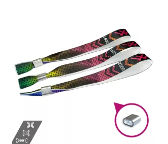   Bracelets textile (15x340mm, impression en couleur sur un côté, inscriptions variables) - anneau en aluminium