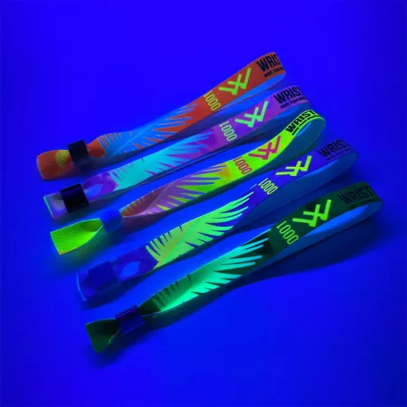 Bracelets textile UV réfléchissant (15x340 mm, impression en couleur sur un côté, inscriptions variables) - anneau en aluminium