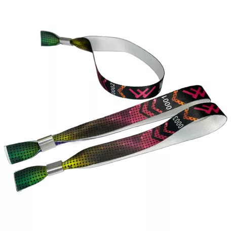 Bracelets textile (15x340mm, impression en couleur sur un côté, inscriptions variables) - anneau en aluminium