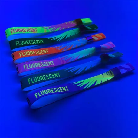 Bracelets textile UV réfléchissant (15x340 mm, impression en couleur sur un côté) - anneau en bambou à usage multiple