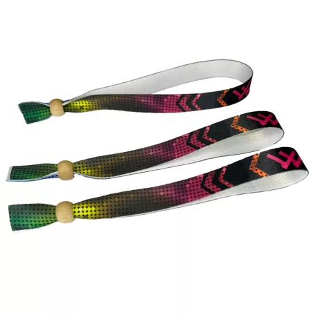Bracelets textile (15x340mm, impression en couleur sur un côté) - anneau en bambou  à usage multiple