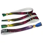 Bracelets textile (15x340mm, impression en couleur sur un côté, inscriptions variables) - anneau en bambou à usage multiple