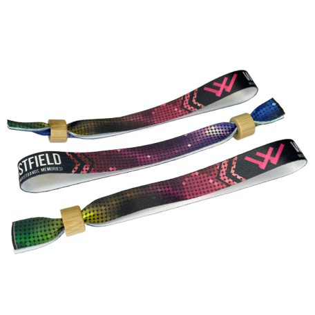 Bracelets textile (15x340mm, impression en couleur sur un côté) - anneau en bambou/plastique autobloquant