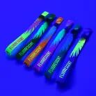 Bracelets textile UV réfléchissant (15x340 mm, impression en couleur sur un côté) - anneau en plastique autobloquant