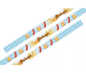   Bracelets textile - (15x340 mm, MOTIFS Oktoberfest et Frankfurter) - anneau en plastique autobloquant