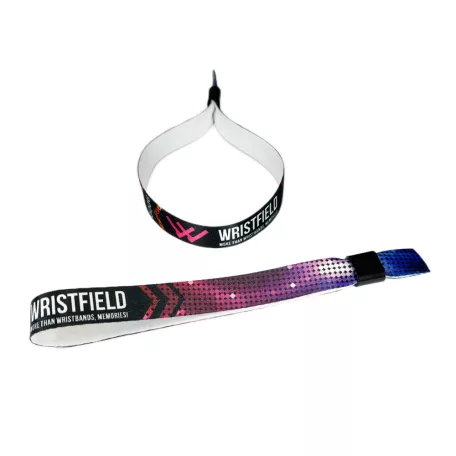 Bracelets textile (15x340mm, impression en couleur sur un côté) - anneau en plastique autobloquant