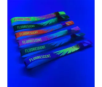   Bracelets textile UV réfléchissant (15x340 mm, impression en couleur sur un côté) - anneau en plastique à usage multiple