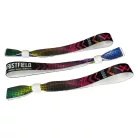 Bracelets textile (15x340mm, impression en couleur sur un côté, inscriptions variables) - anneau en plastique à usage multiple