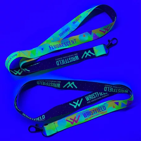 Tours de cou en satin UV réfléchissant (20x900 mm impression en couleur sur les deux côtés) - mousqueton à cliquet en métal