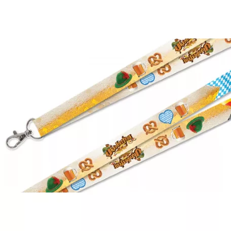 Tours de cou en satin (20x950 mm, MOTIFS Oktoberfest et Pretzel) - mousqueton à cliquet en métal