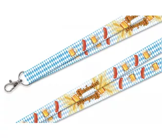   Tours de cou en satin (20x950 mm, MOTIFS Oktoberfest et Frankfurter) - mousqueton à cliquet en métal