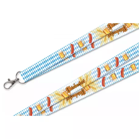 Tours de cou en satin (20x950 mm, MOTIFS Oktoberfest et Frankfurter) - mousqueton à cliquet en métal