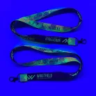 Tours de cou striés UV réfléchissant (20x900 mm impression en couleur sur les deux côtés) - mousqueton à cliquet en métal