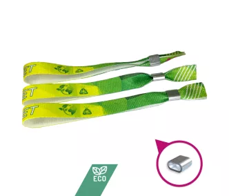   Bracelets RPET (15x340mm, impression en couleur sur un côté eco-responsables) - anneau en aluminium