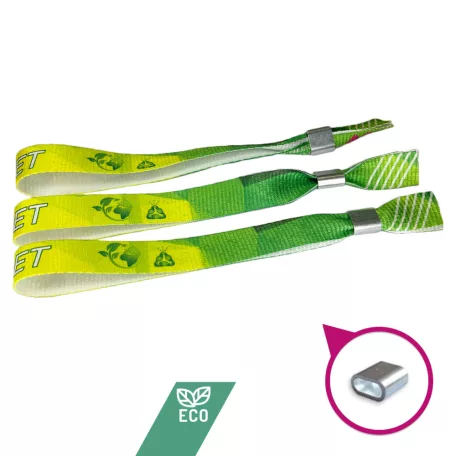 Bracelets RPET (15x340mm, impression en couleur sur un côté eco-responsables) - anneau en aluminium