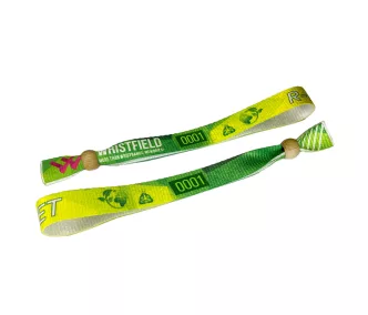   Bracelets RPET (15x340mm, impression en couleur sur un côté, eco-responsables, inscriptions variables) - anneau en bambou à usage multiple