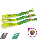 Bracelets RPET (15x340mm, impression en couleur sur un côté, eco-responsables, inscriptions variables) - anneau en bambou/plastique autobloquant