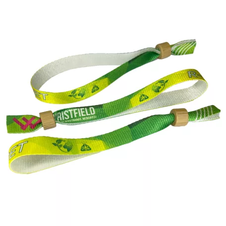 Bracelets RPET (15x340mm, impression en couleur sur un côté, eco-responsables) - anneau en bambou/plastique autobloquant
