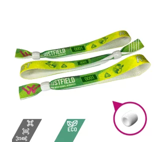   Bracelets RPET (15x340mm, impression en couleur sur un côté, eco-responsables, inscriptions variables) - anneau en plastique à usage multiple