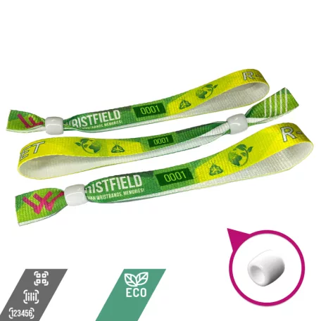 Bracelets RPET (15x340mm, impression en couleur sur un côté, eco-responsables, inscriptions variables) - anneau en plastique à usage multiple