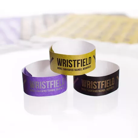 Bracelets Tyvek 1", durables, numérotés et résistants à l’eau (TOP Qualité) - 1 couleur avec inscription