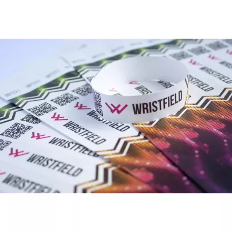 Bracelets Tyvek 3/4", impression en couleur et inscriptions variables (codes-barres, numéros, etc)