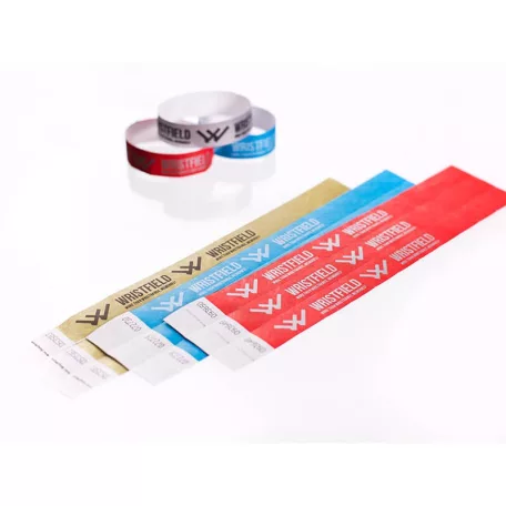 Bracelets Tyvek 3/4", durables, numérotés et résistants à l’eau (TOP Qualité) - 1 couleur avec inscription