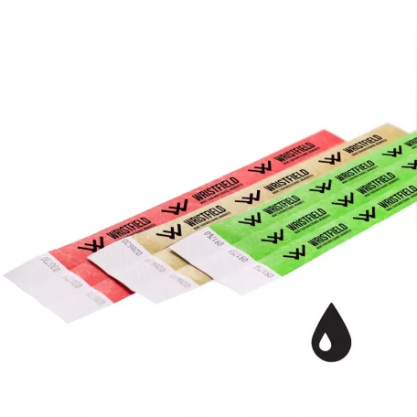 Bracelets Tyvek 3/4", durables, numérotés et résistants à l’eau (TOP Qualité) - 1 couleur avec inscription noire