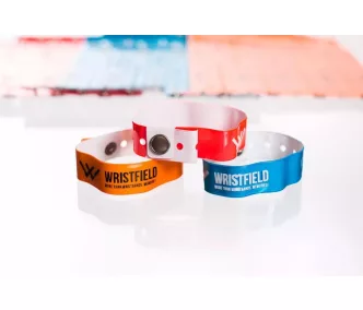   Bracelets vinyle, format étroit, réutilisables - 1 couleur avec inscription