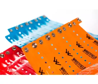   Bracelets vinyle, format étroit, réutilisables - 1 couleur avec inscription