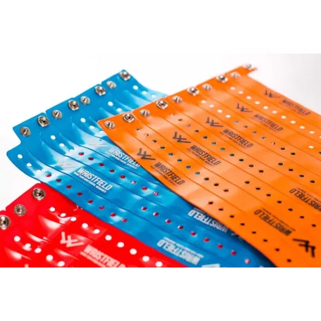 Bracelets vinyle, format étroit, réutilisables - 1 couleur avec inscription