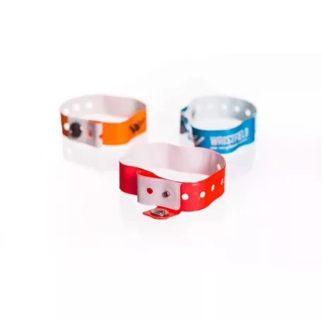 Bracelets vinyle, format étroit, réutilisables - 1 couleur avec inscription