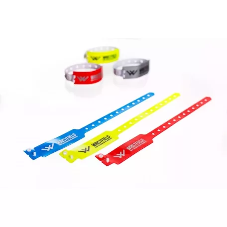 Bracelets vinyle, format large, 1 couleur avec inscription
